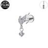 F136 Titanium Zirconia Lip & Ear Cartilage Stud