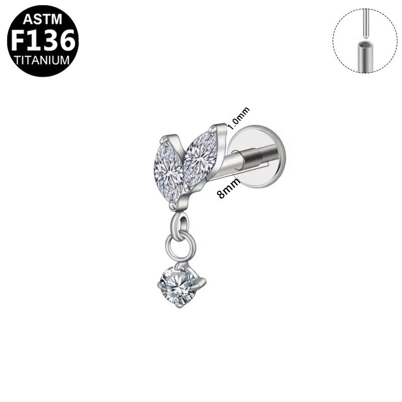 F136 Titanium Zirconia Lip & Ear Cartilage Stud
