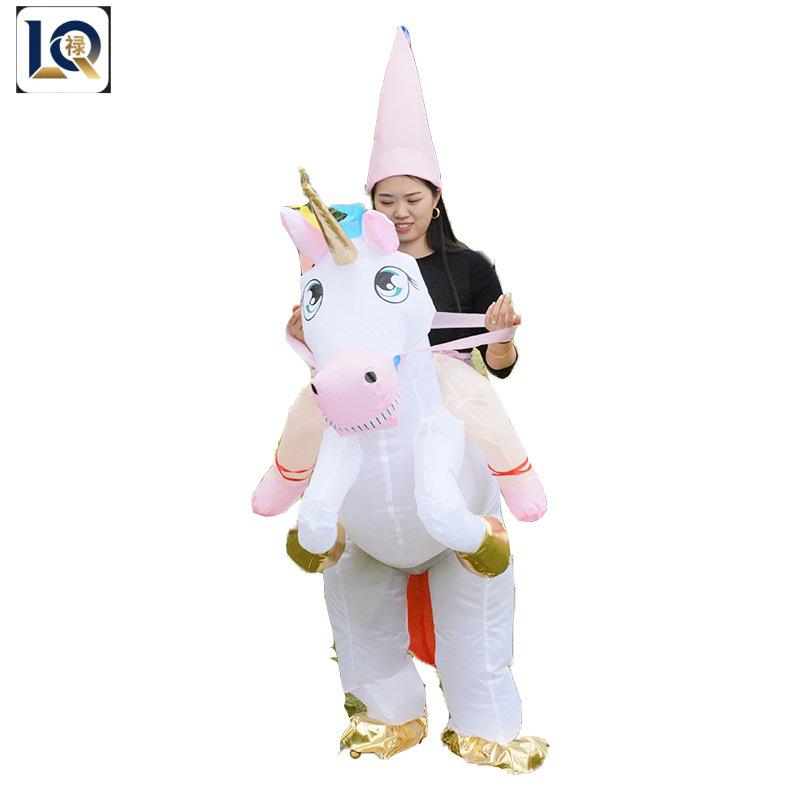 Buntes aufblasbares Einhornkostüm für Weihnachtsfeiern und Bühnenauftritte