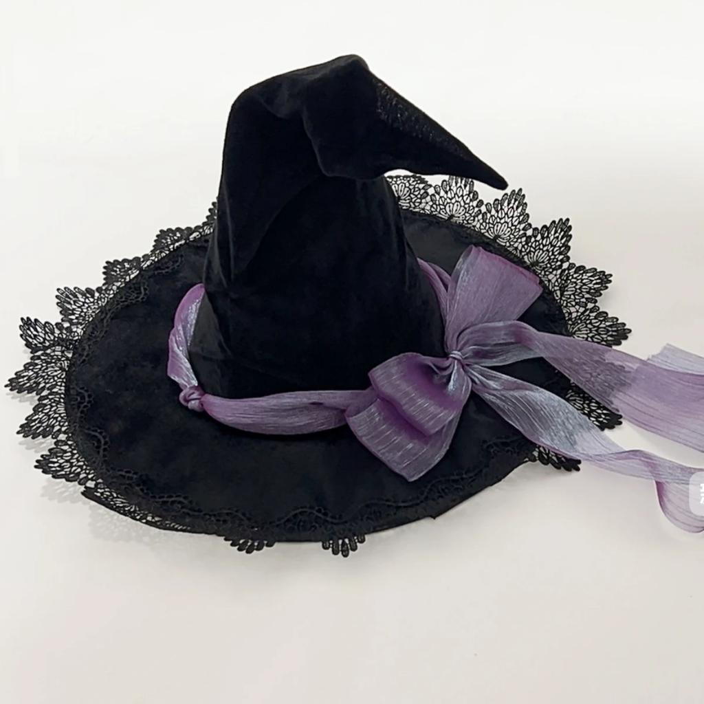 Halloween Witch Wizard Hat Cosplay Party Wide Brim Pointed Hat Carnival Stage Performance Costume Photo Props