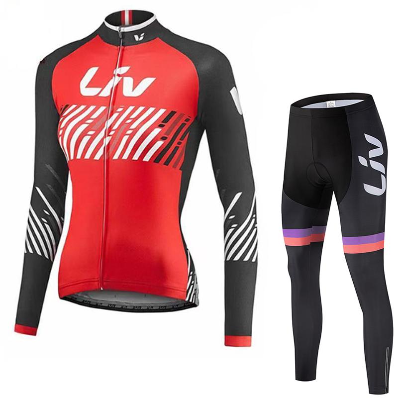 2026 Long Sleeved Cycling Suit Set  Women's Cycling Bib Women's Exclusive Seat Cushion Autumn Winter Cycling Sportswear Set Road Cycling Top