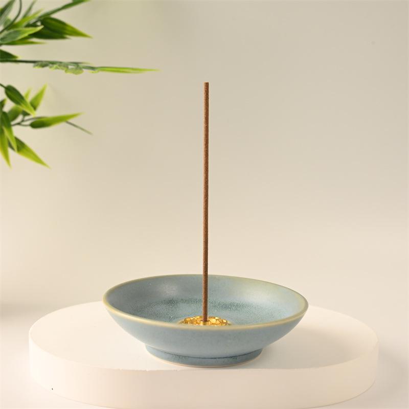 Minimalist Ceramic Incense Stick Holder - Round Colored Plate for Home Decor