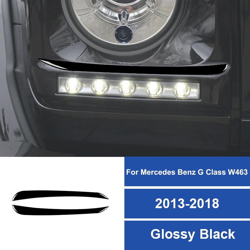 2PCS Real Carbon Fiber Car Headlight Lamp Eyebrow Decoration Sticker For Mercedes-Benz G-CLASS W463 2013-2018 Auto Accessories