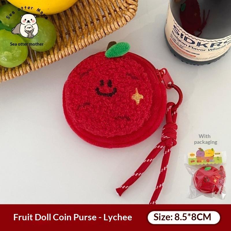 Cute Fruit Coin Purse Lightweight Hanging Pendant Soft Headphone Storage Bag for Backpack Decor Gift