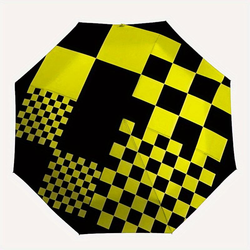 

1pc Checkerboard Pattern Automatic Open/close Folding Compact Umbrella, 8-Rib Sturdy Canopy, Lightweight Portable, Everyday Use, Gift, Outdoor Umbrell