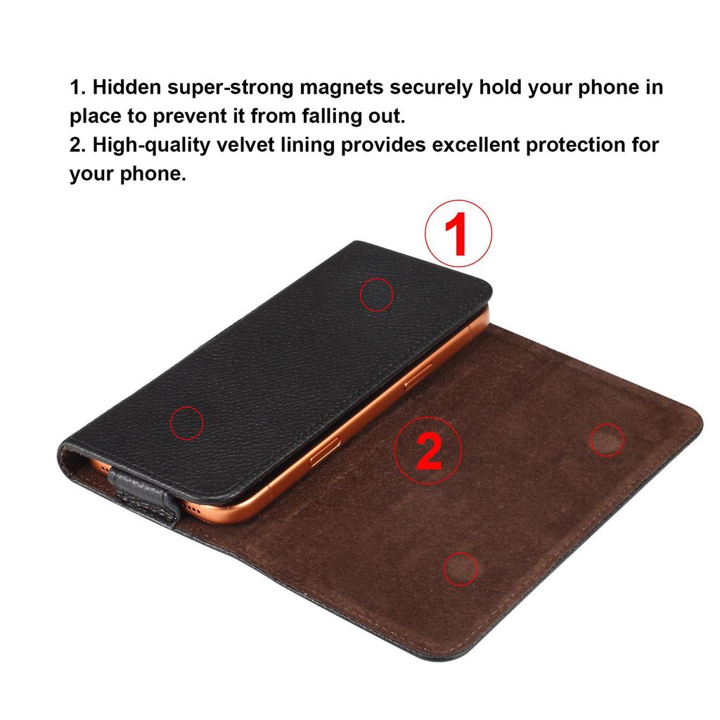 Genuine Leather Outdoor Waist Bag: Magnetic Buckle, Drop-Proof, Wear-Resistant Phone Case