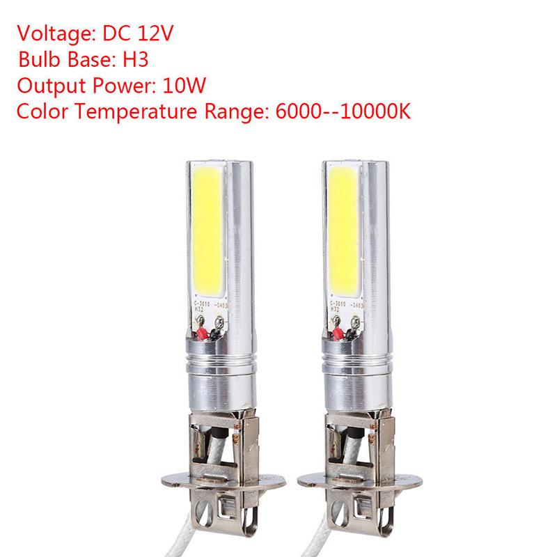 2 pcs 12V H3 10W LED Bright White 6000~10000K Car Auto Fog Light Lamps Universal