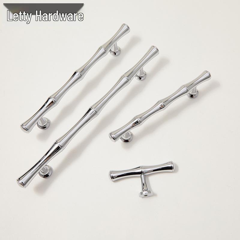 Brass Chrome Bamboo Wardrobe Handle - Modern Luxury Minimalist Nordic Drawer/Wine Cabinet Handle