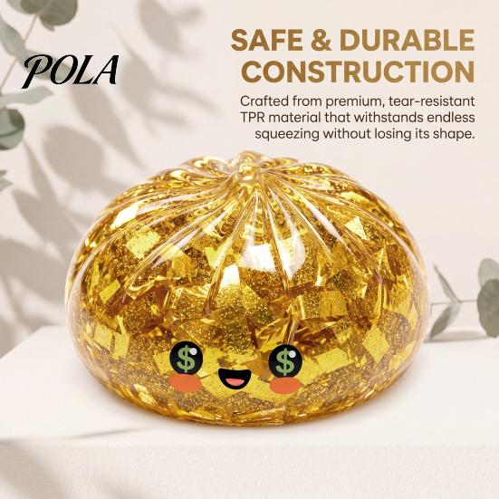 Wax-like Squeeze Toy Gold Foil Steamed Bun Stress Ball, Cute Food Shape Fidget Healing Sensory for Anxiety Relief, Soft Elastic Maltose Reliever,