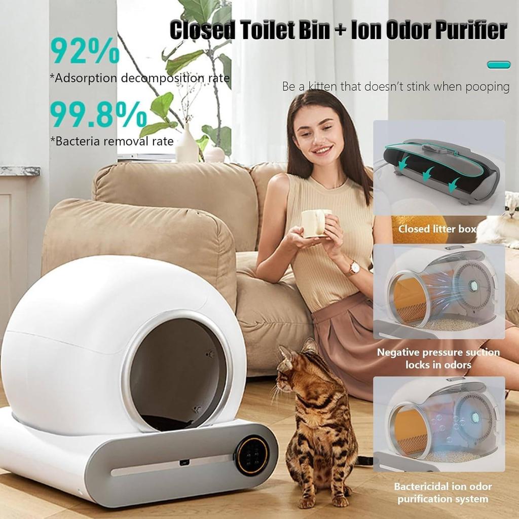 Caixa De Areia Para Gatos Autolimpante, Modelo De Caixa AutomáTica Anti-BeliscãO Para VáRios Gatos, Robô De Areia Para Gatos Grande