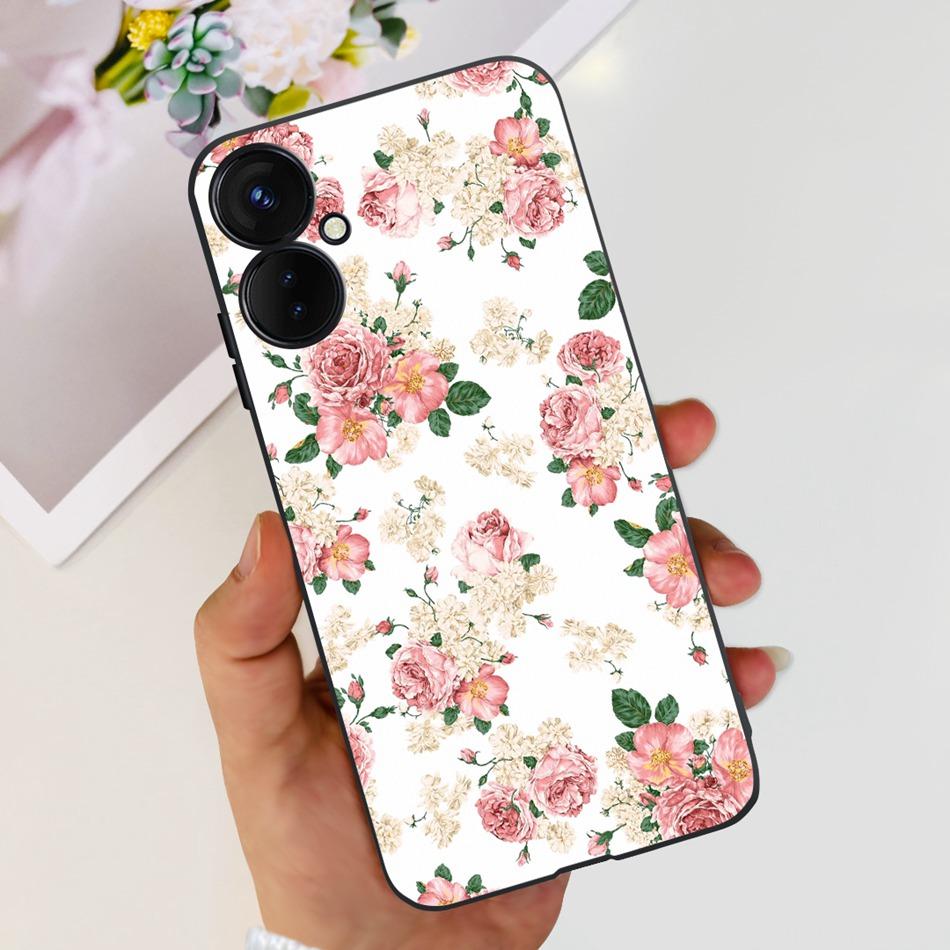 For Tecno Spark 9 Pro KH7 KH7n Cute Cartoon Phone Case For Tecno Spark 9Pro Black Silicone Soft TPU Cases