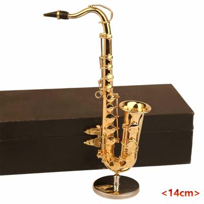 Miniature Saxophone with Stand and Case Tenors Saxophone Model Desk Decoration Figurines Doll House Accessories Enduring