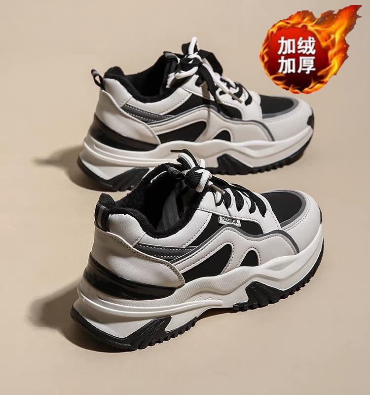 Daddy shoes women's 2025 new winter velvet warm two cotton shoes popular women's sports platform casual women's shoes