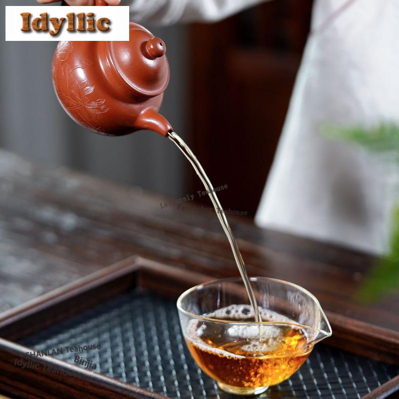 200ml Vintage Yixing Purple Clay Teapots Handmade Lotus Seed Pot Raw Ore Dahongpao Mud Tea Maker Kettle Zisha Tea Set Gifts