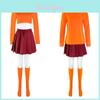 Conjunto de Fantasia Cosplay de Festa de Halloween para Adultos Scooby Doo Velma Dinkley