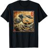 Die Große Welle vor Kanagawa und UFO-Schiffe Japanisches Vintage-T-Shirt