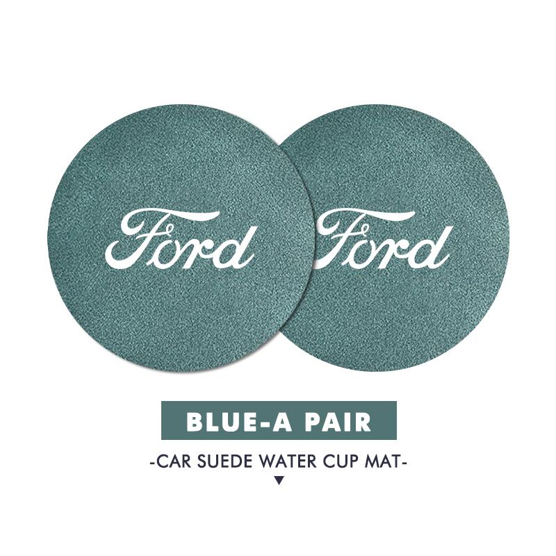 LLKF5 For Ford 2PCS Car Suede Coaster Water Cup Holder Anti-slip Pad Mat Auto Accessories Mk2 Mk3 Ranger Mondeo Mk4 S-MAX Kuga Mustang
