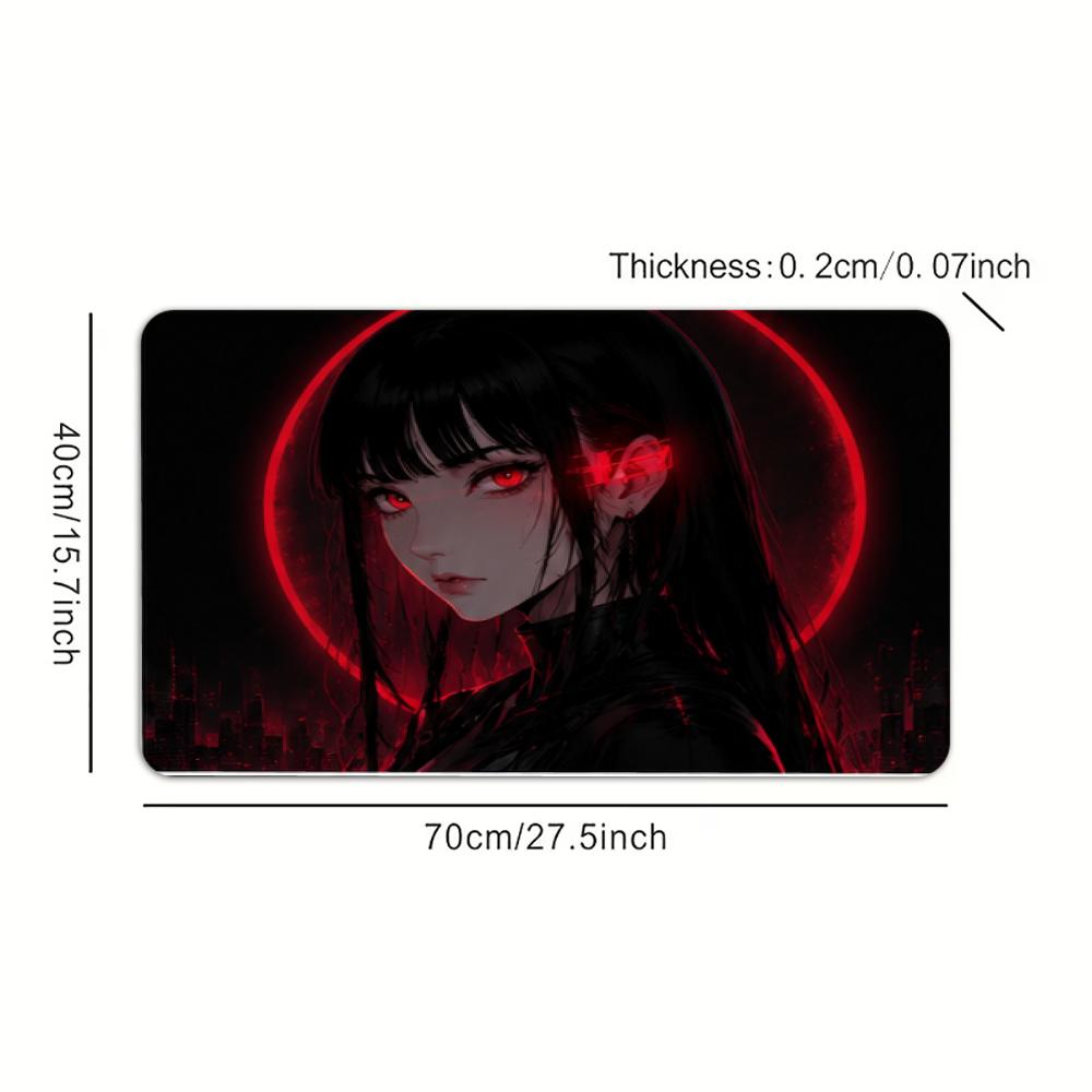 Dunkler Gothic-Stil Rote Augen Mädchen Mauspads Schreibtischmatte Schreibtisch-Interieur Mauspads Gamer Spielmatte Gaming-Raum Dekoration Großes Mauspads