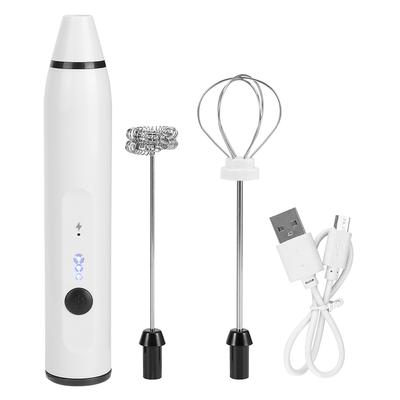 Küçük Elektrikli Çırpıcı El Tipi Mini Köpürtücü Kahve Latte Sıcak Çikolata için USB ŞarjlıBeyaz