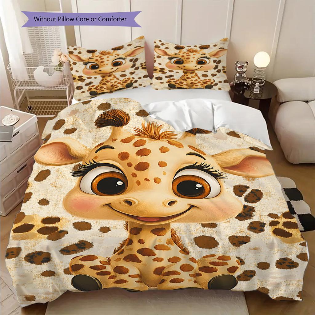 Giraffenmuster Bettwäsche Steppdecke Set Bettbezug Kissenbezug Heimdekoration Geburtstagsgeschenk (1 Bettbezug + 2 Kissenbezüge, ohne Füllung)
