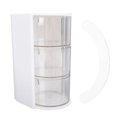 Organizador de Soporte para Brochas de Maquillaje 2 en 1 con Cajones de 3 Capas Rotación de 180 Grados Esponjas de Maquillaje Transparentes