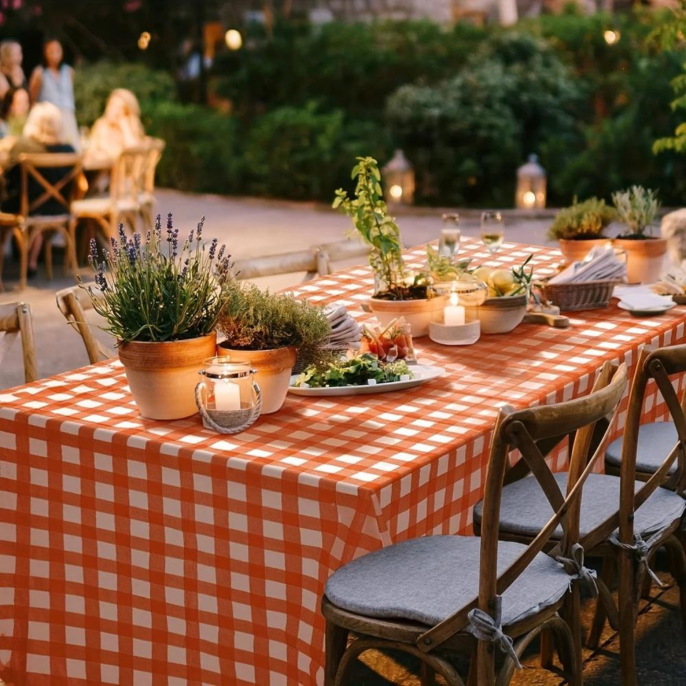 1/2pcs Disposable Table Cloth Waterproof Plastic Tablecloth, Rectangle Checkered Table Covers for Picnic, Birthday, Part