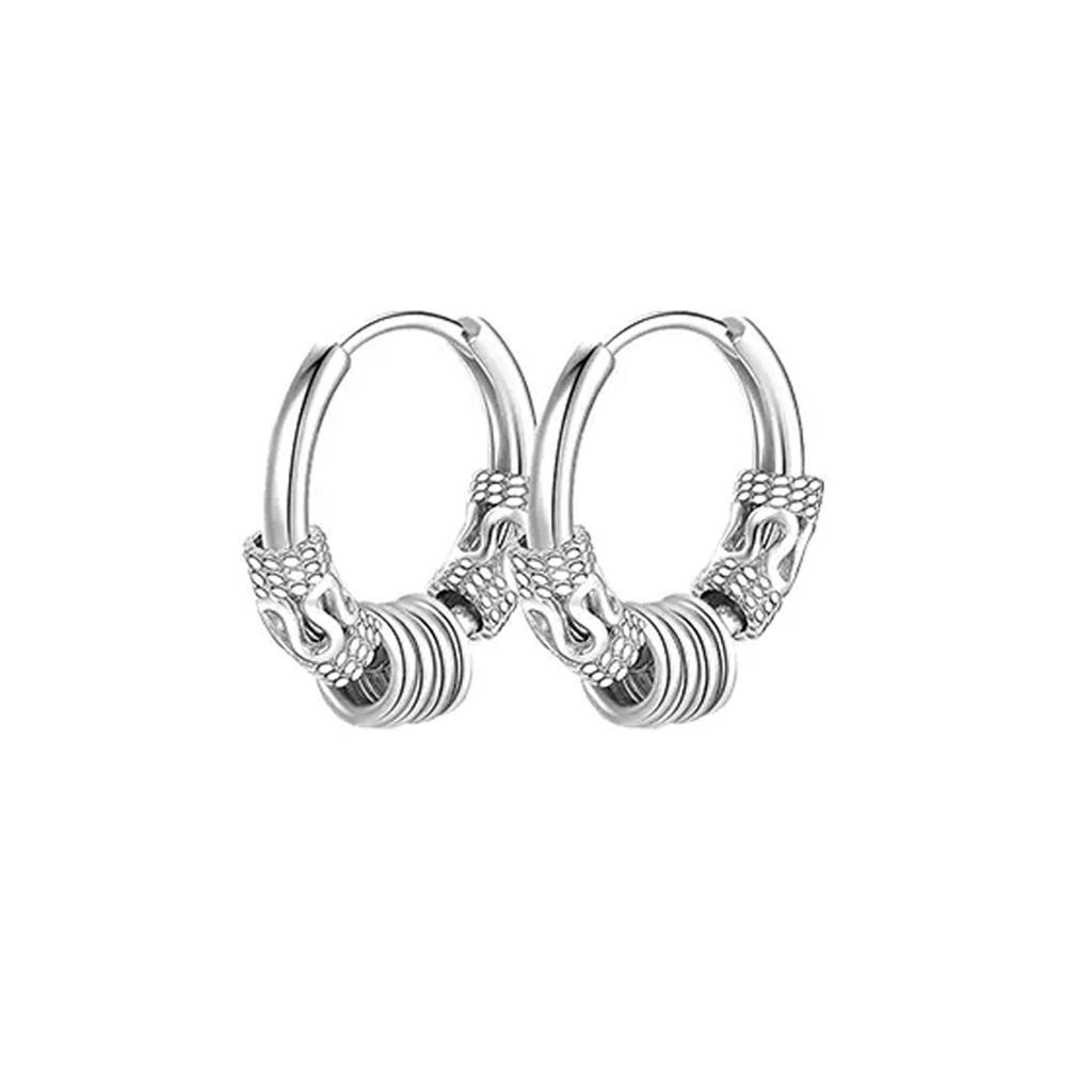 1Pair Punk Stainless Steel Round Circle Totem Hoop Earrings for Men Women Not Fade Ear Rings Hip Hop Male Jewelry Gift