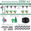 30-10m 60W Self-priming Pump Kit Misting Cooling System 1/4" 4/7mm Adjustable Nozzle Atomizer Sprayer Garden Irrigation Watering