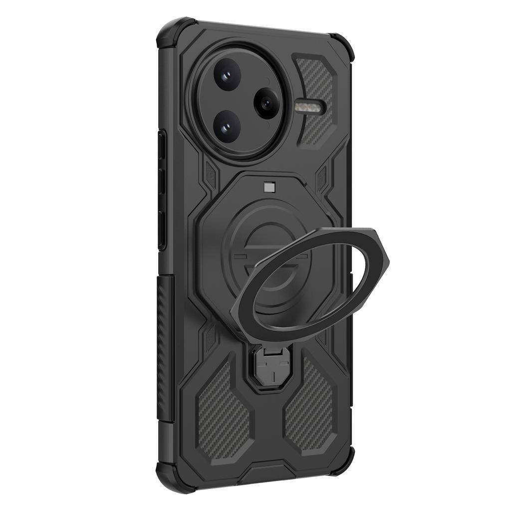 Für Xiaomi Poco F7 Ultra 5G/Redmi K80 Pro 5G Magnetische Hülle Rotierender Metallständer PC+TPU Handy-Rückseite