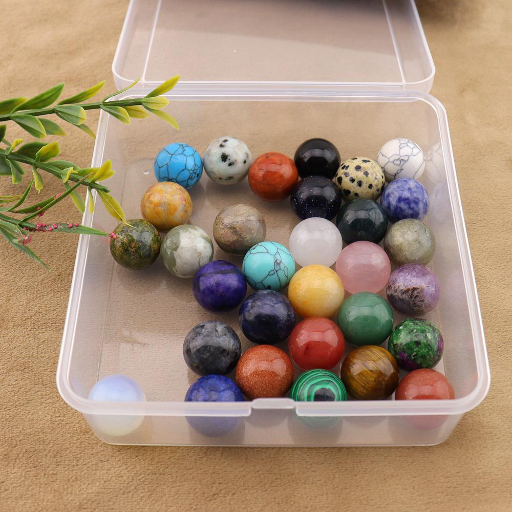 16mm Natural Agate Crystal Ball Ornament - Holeless Round Semi-Precious Stone for DIY Jewelry (BJ12)