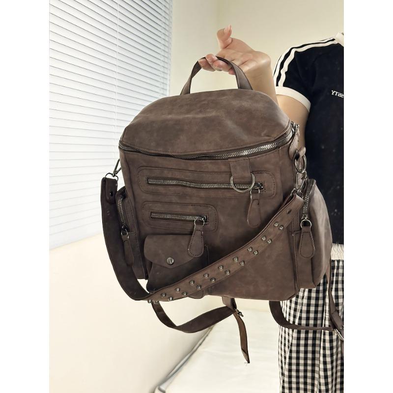 

New Large Capacity Fashionable Versatile Multi Pocket Retro Student Backpack Travel Backpack
