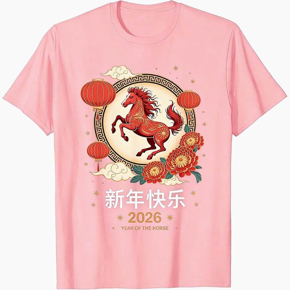 2026 Year of The Horse Women TShirt Chinese New Year Red Horse Graphic Tshirt Chinese New Year Casual Short Sleeve Clothing