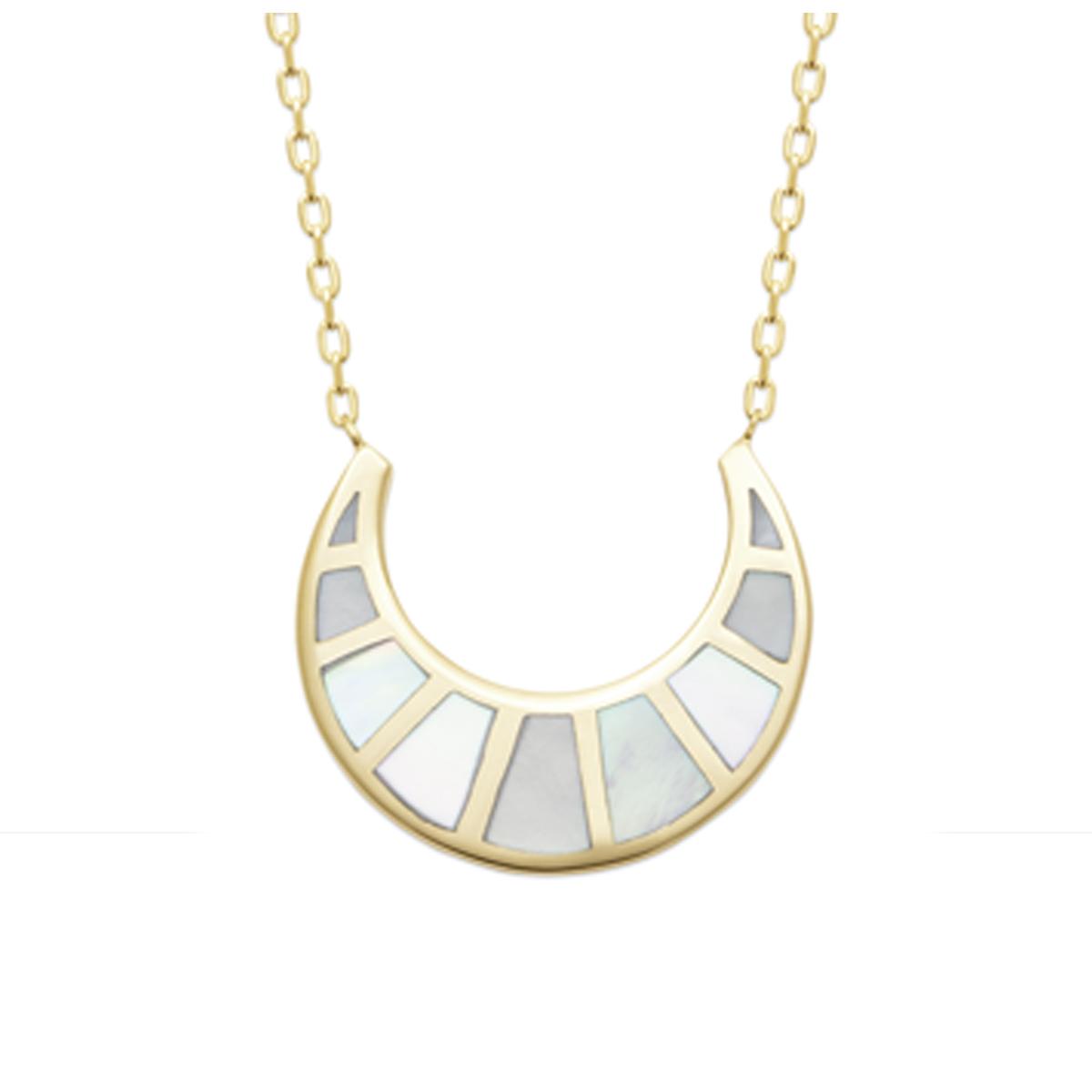 

Les Trésors De Lily [R3945] - Collier Plaqué Or Luna blanc doré (nacre) - 20x18 mm