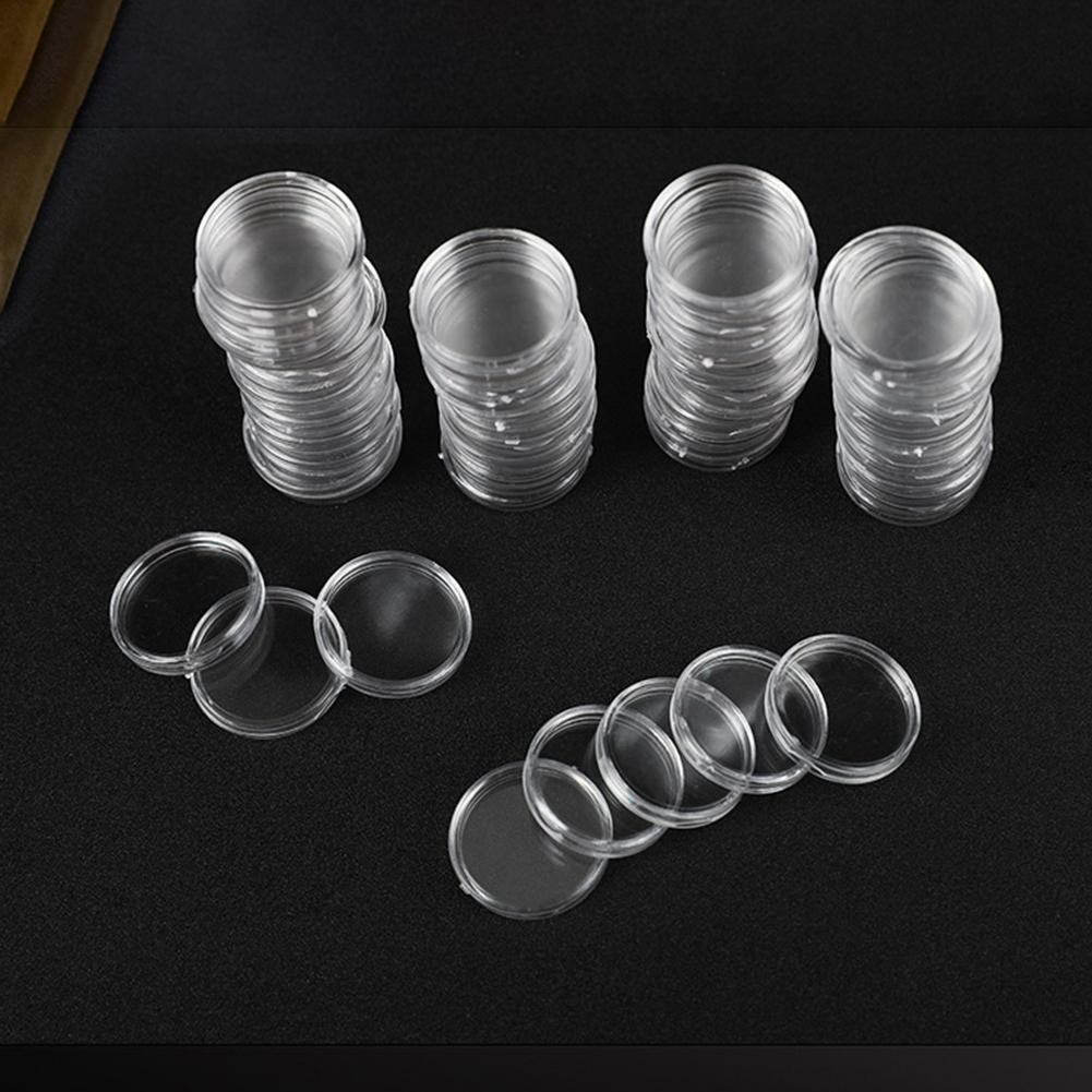 100pcs Coin Capsule Commemorative Transparent Plastic Round Box Supplies