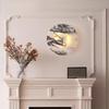 Round Luxury Clock function Natural Stone Alabaster Wall Lamp Living Room Marble Sconce Decor Atmosphere LED High-end LED Light