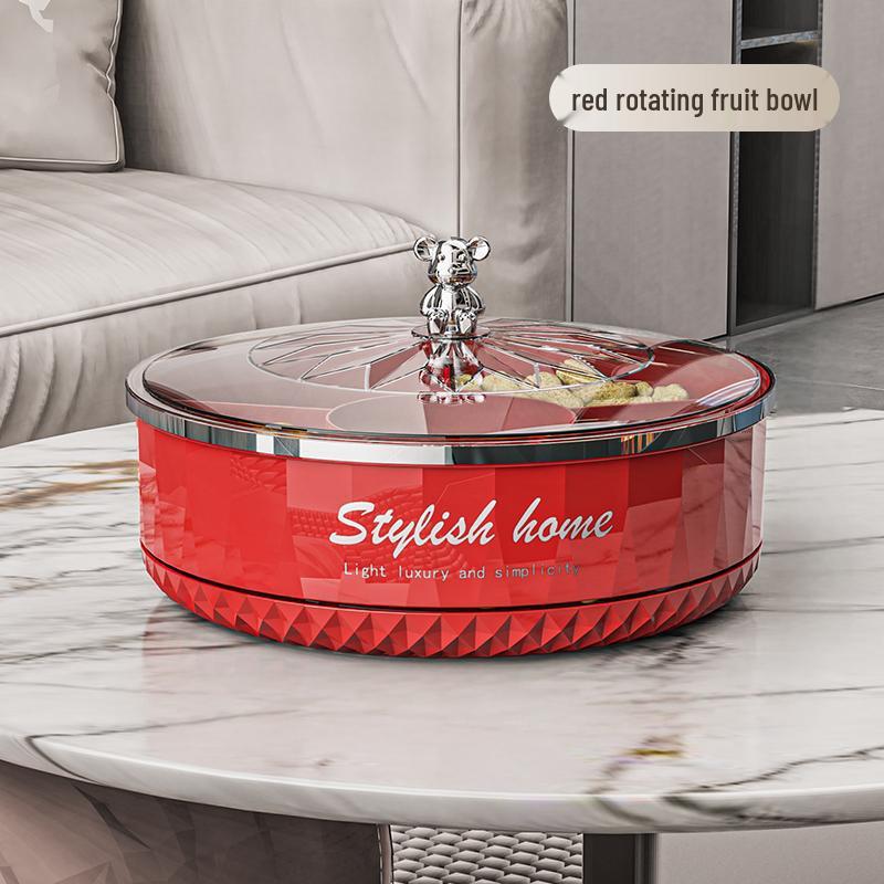 Rotating Compartmented Fruit & Nut Plate with Lid - Elegant Snack Server