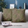 1 pillowcase 2D flat printing Brown Pillow with Leaf Pattern Embroidery Style Polyester pillowcase sofa decorative cushion cover