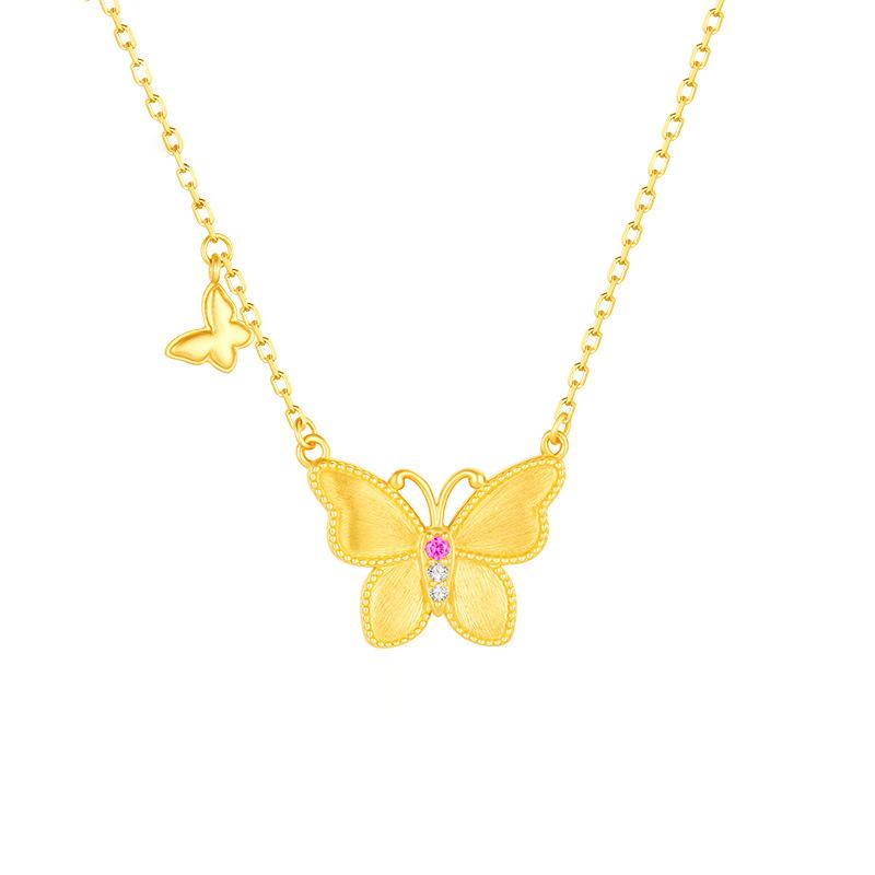 

ANENJERY Gold Color Butterfly Zircon Pendant Necklace For Women Delicate French Clavicle Choker Jewelry Gift Wholesale Party золотой