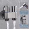 Stainless Steel Gun Grey Bathroom Bidet Sprayer Set for Toilet-adjustable Water Pressure Nozzle One Into Two