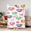 1pc Adorable Cartoon-Style Japanese Sushi And Ramen Design Blanket Reversible Flannel Suitable for All Seasons Made of 200-250G Po