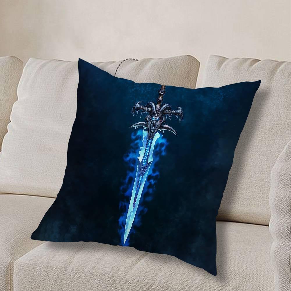 GAME W-World Of Warcraft-ES Pillow Case Anti-dustmite Pillowcase Invisible Zipper Silky Short Plush Sofa Cushion Cover