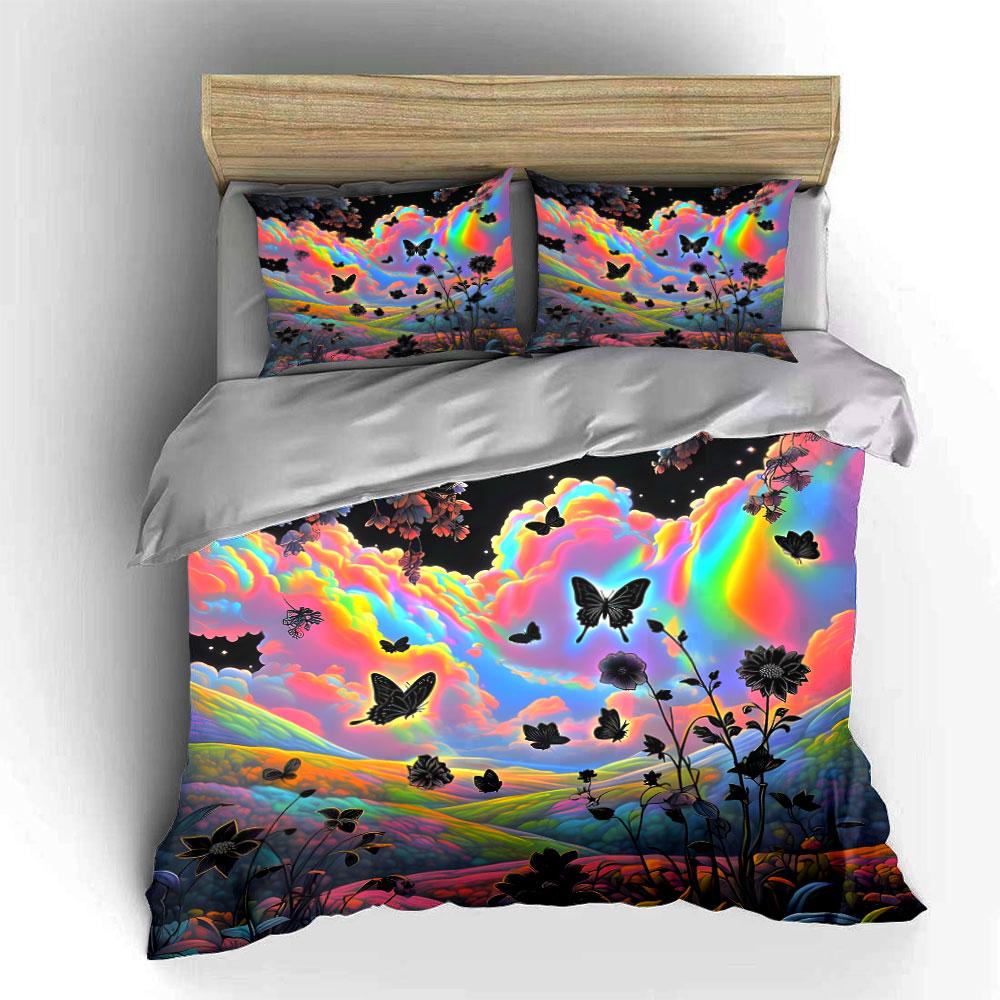 Colorful Nature-Themed Art Set Exquisite three-piece bedding set gift for kids and adults 135x200cm