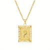 European and American style simple square 26 letter pendant necklace women's personality high-end design jewelry