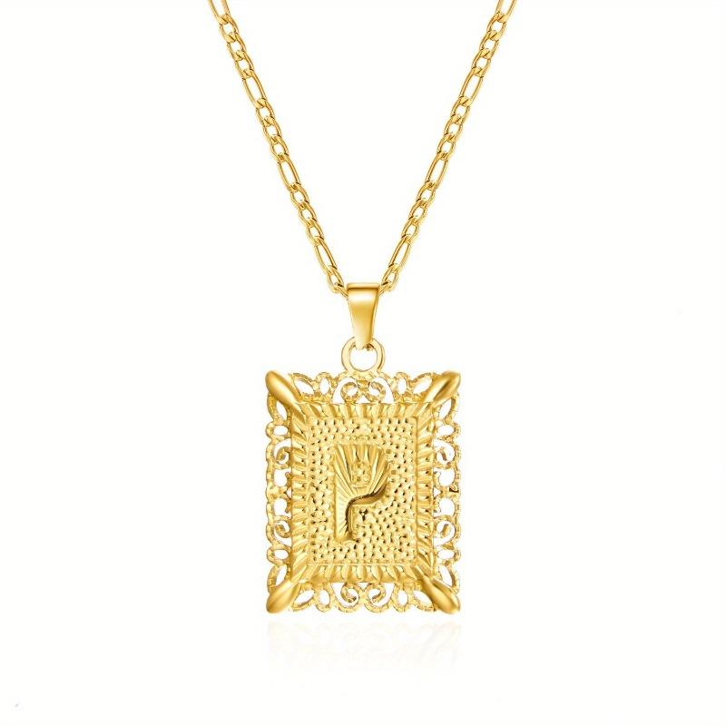 European and American style simple square 26 letter pendant necklace women's personality high-end design jewelry