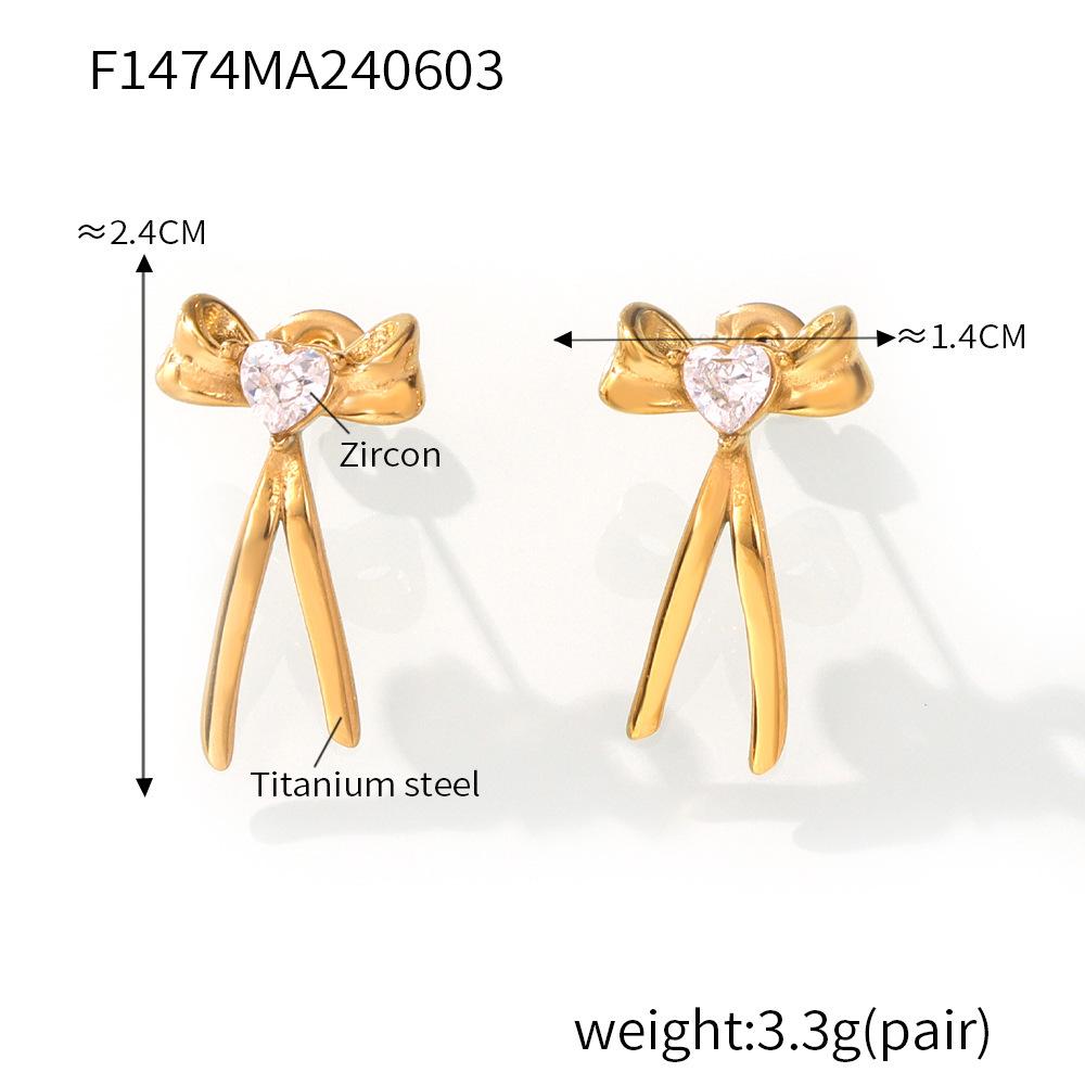 

Elegant 18K Gold-Plated Bow Earrings with Diamonds