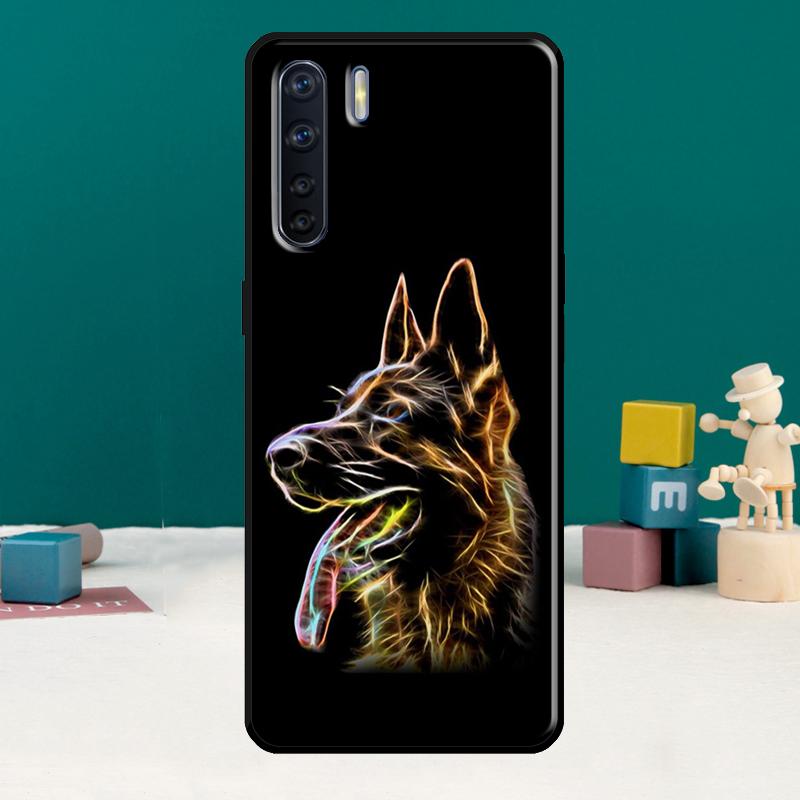 Cartoon German Shepherd Dog Phone Case For Oppo A74 A15 A80 A60 A40 A94 A54 A98 A78 A18 A38 A58 A16 A76 A96 A17 A77 A57S