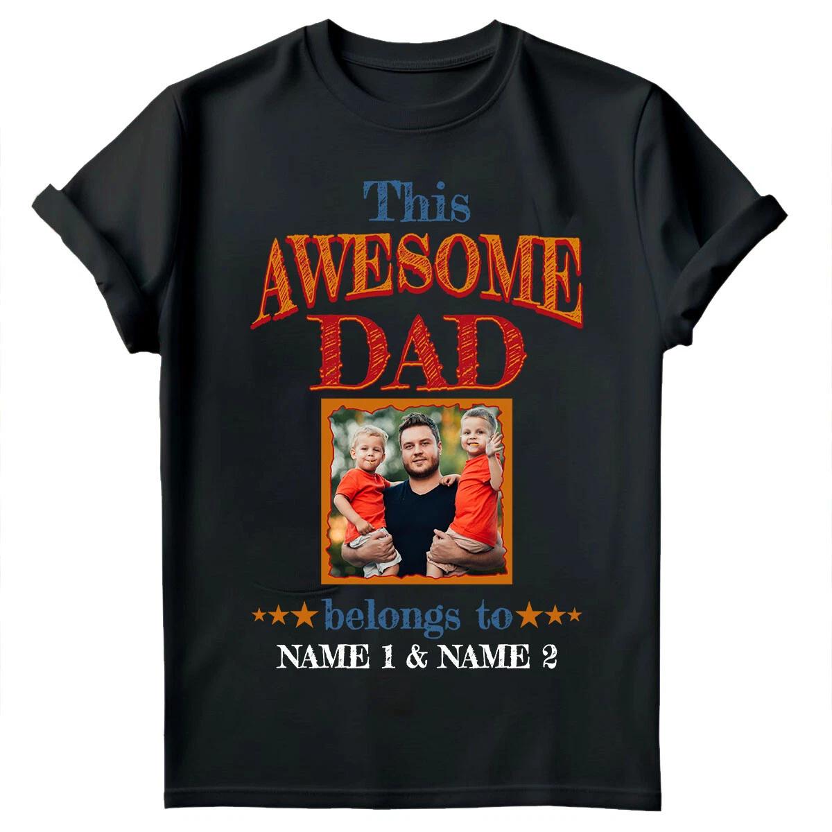 This Awesome Dad Belongs To Personalised Fathers Day T Shirt Birthday Tee #FD -a XXL