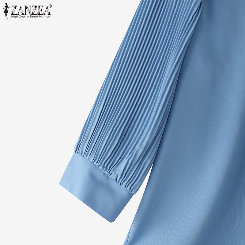 ZANZEA Women Casual Round Neck Solid Color 3/4 Sleeve Loose Blouse