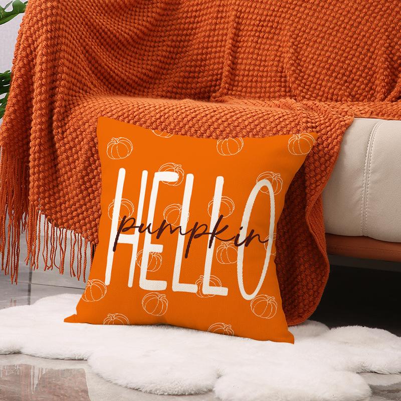 Autumn New Maple Leaf Pumpkin Pillow Cover Farmhouse Harvest Atmosphere Arrangement Linen Pillow Cover Living Room Sofa Cushion Cover