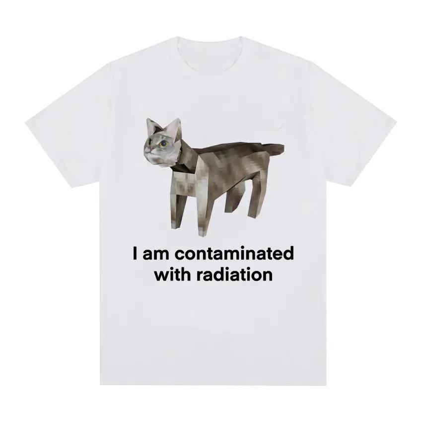 Ich bin kontaminiert Lustige Katze Meme T-Shirt Sommer Herren Damen Kleidung Humor T-Shirts Reine Baumwolle Lockeres Oversize T-Shirt Streetwear